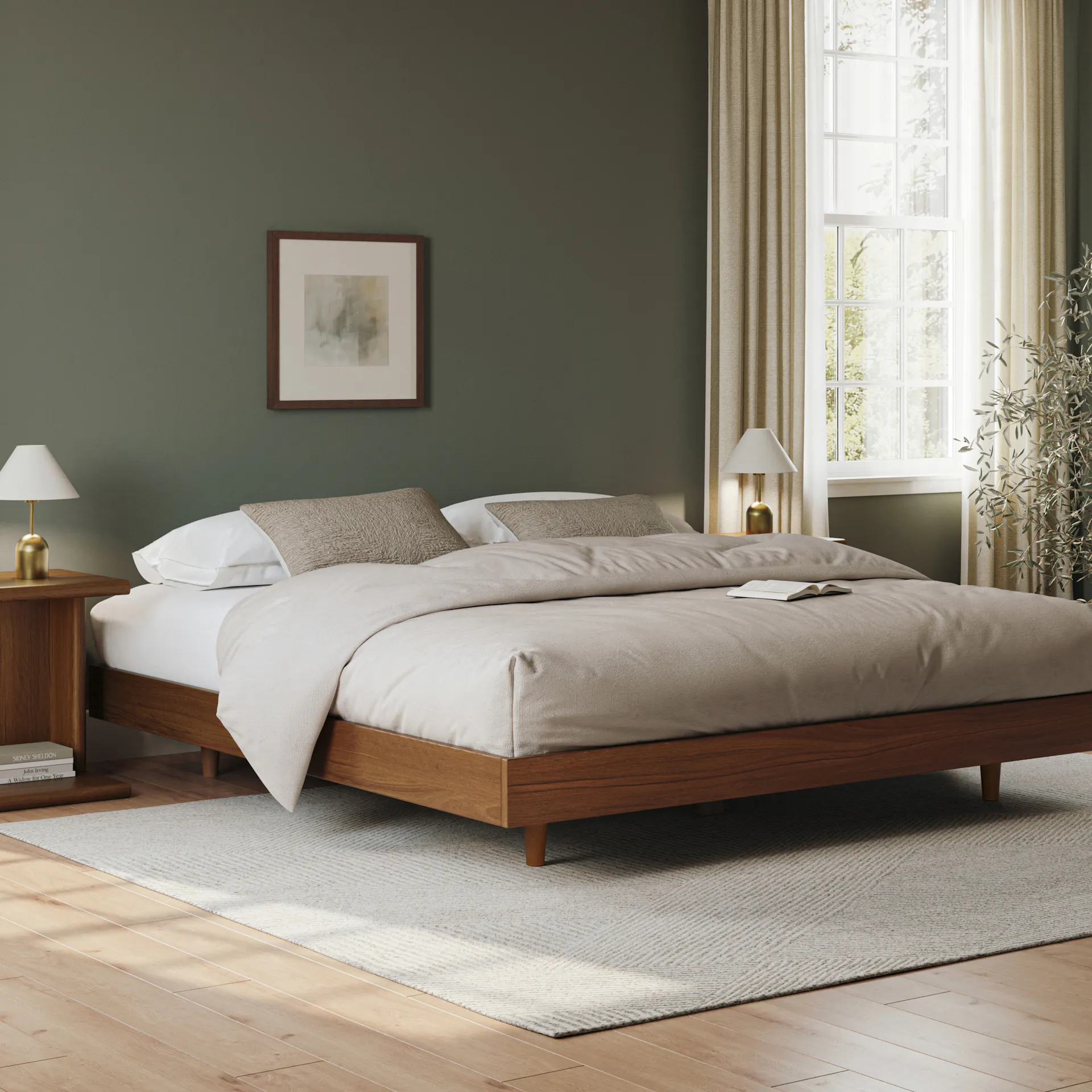 Basi King Bed Frame - Smoked Oak