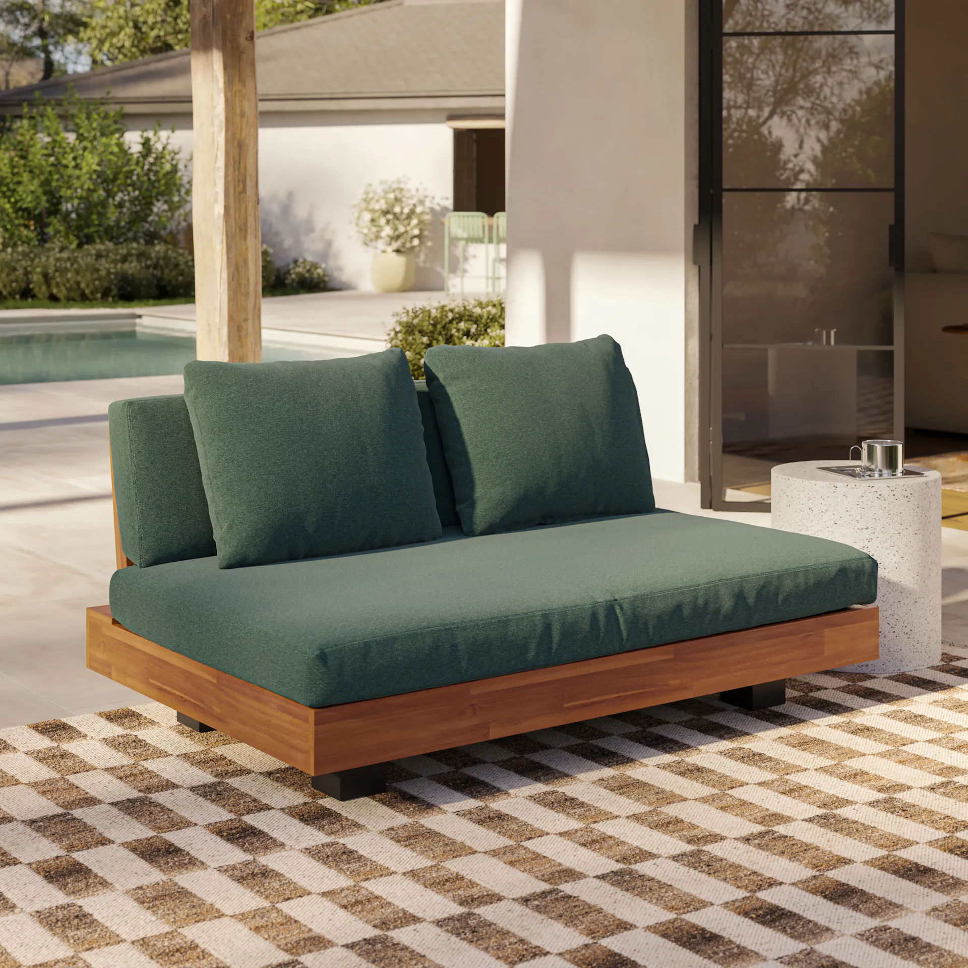 Lubek 50" Outdoor Low Loveseat - Dravite Green